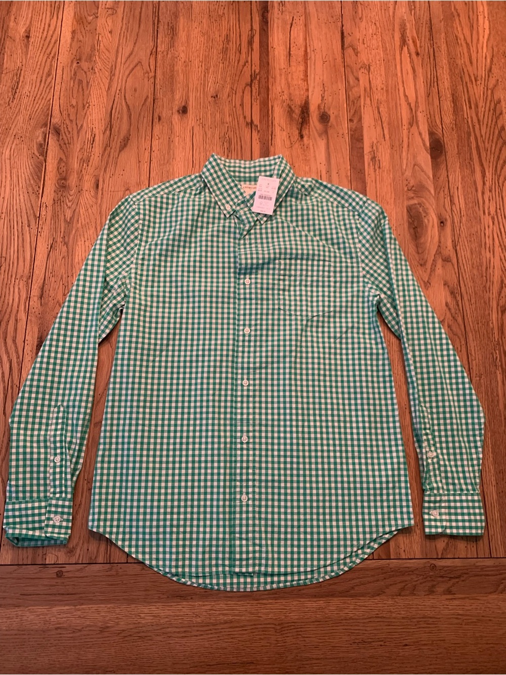 Crewcuts Green and White Gingham Button-Down Shirt